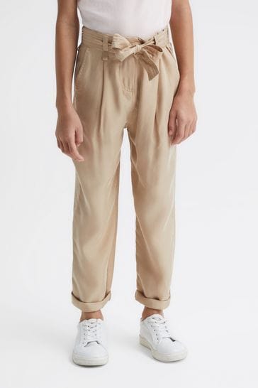 Beige store paperbag trousers