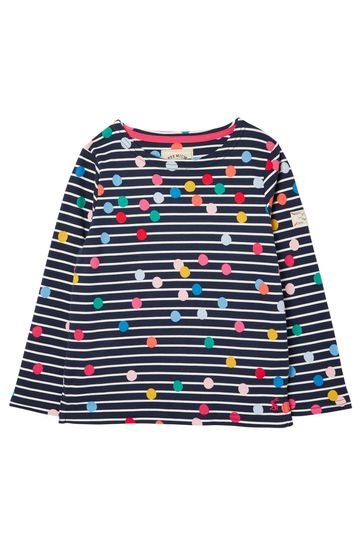 Joules Blue Harbour Long Sleeve Stripe And Printed T-Shirt