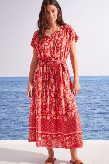 Women'secret Red Floral Print Midi Dress