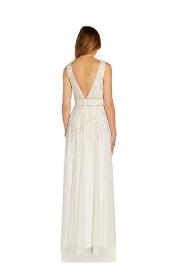 Adrianna papell best sale white beaded gown