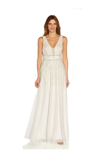 Adrianna papell cheap white beaded gown