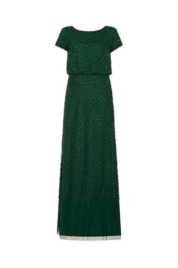 Adrianna papell short discount sleeve blouson beaded gown