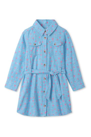 Hatley Blue Chambray Hearts Button Down Dress