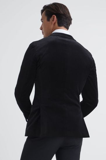Black velvet blazer with satin lapel hot sale