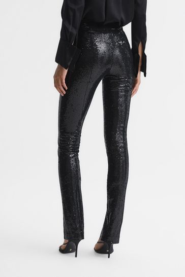 Buy Reiss Black Jemima Sequin Split Hem Trousers from Next Germany