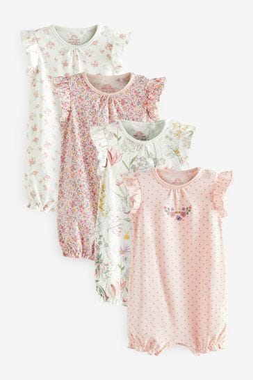 White/Pink Baby Rompers 4 Pack