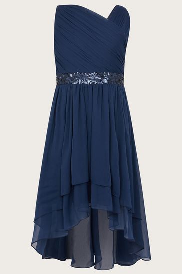 Monsoon Blue Dark Abigail One-Shoulder Prom Dress
