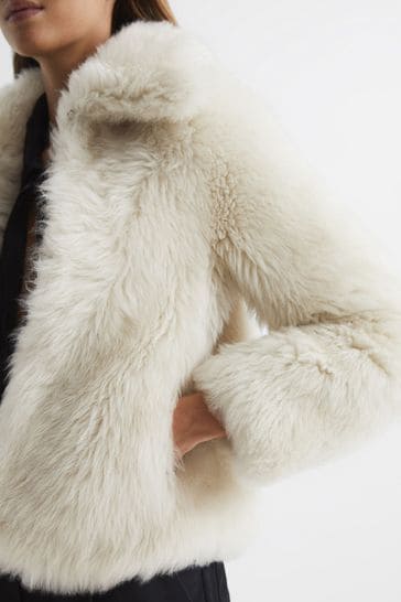 Reiss Cream Caitlin Short Shearling Jacket