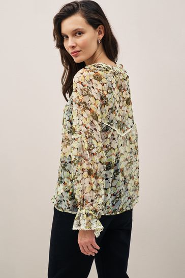 Sheer blouse outlet long sleeve