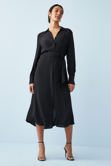 Belted midi shop shirt dress