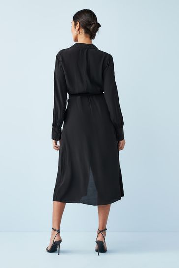 Black belted new arrivals midi dress