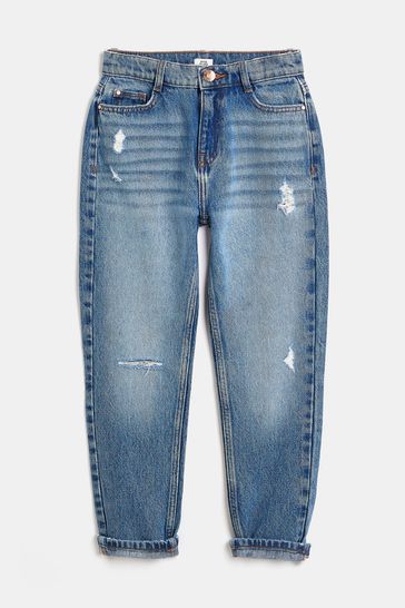 River Island Girls Blue Mid Authentic Mom Jeans