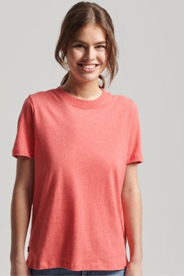 Superdry Coral Pink Organic Cotton Vintage Embroidered T-Shirt