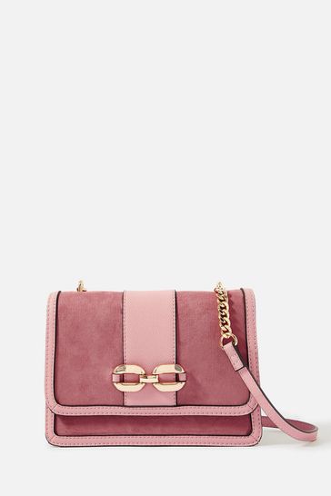 Accessorize Pink Suedette Chain Cross-Body Bag