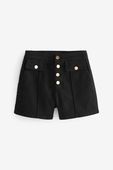 Black shorts sale with gold buttons