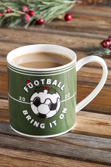 Green Christmas Football Mug