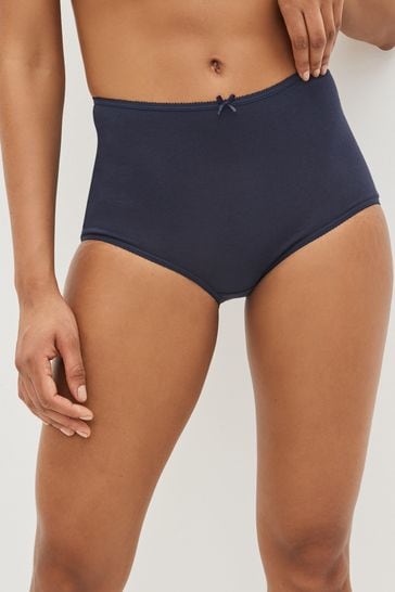 Navy Blue/White Full Brief Cotton Rich Knickers 4 Pack
