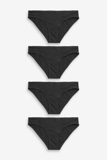 Black Bikini Cotton Rich Knickers 4 Pack