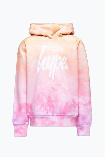 Buy Hype. Girls Orange Pastel Marble Fade Script Hoodie from Next