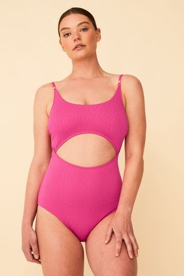 Buy F F Pink Cut Out Textured Swimsuit from Next Ireland