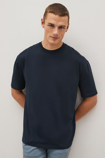 Blue Navy Relaxed Fit Essential Crew Neck T-Shirt