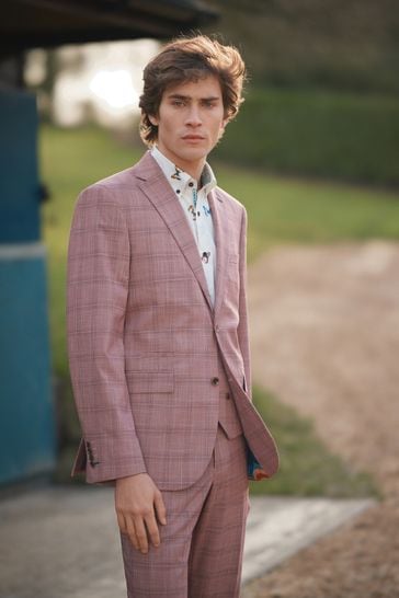 Buy Pink Tailored Fit Check Suit Jacket from Next Estonia