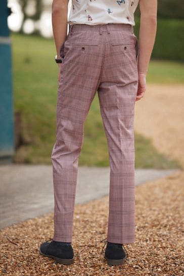 Buy Pink Tailored Fit Check Suit Trousers from Next Luxembourg