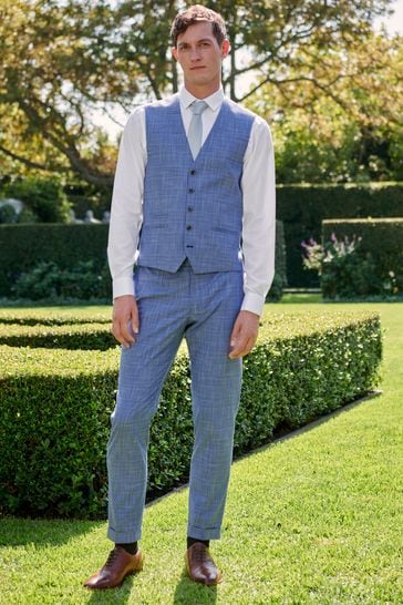 Blue suit check on sale waistcoat