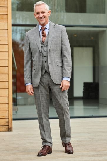 Buy Light Grey Tailored Light Grey Tailored Signature Empire Mills British Fabric Check Suit Jacket from Next Estonia