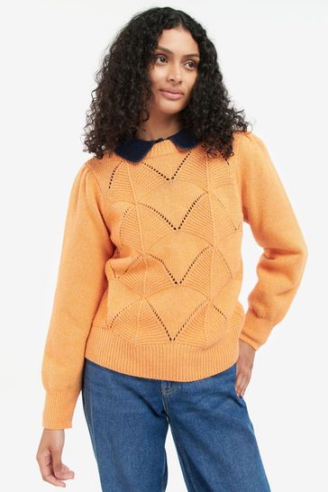 Barbour® Orange Leilani Pointelle Stitch Jumper