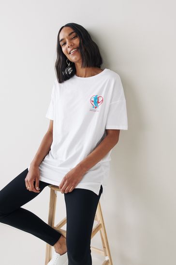 Womens' England Football White Oversized Short Sleeve T-Shirt
