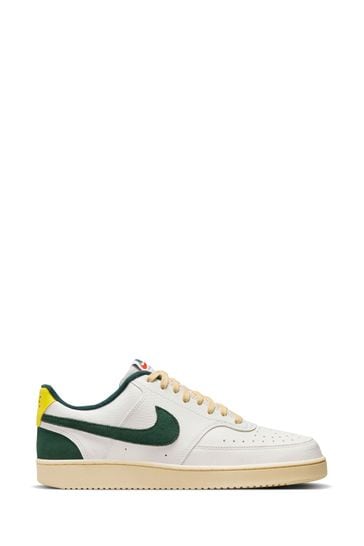 Nike White/Green Court Vision Low Trainers