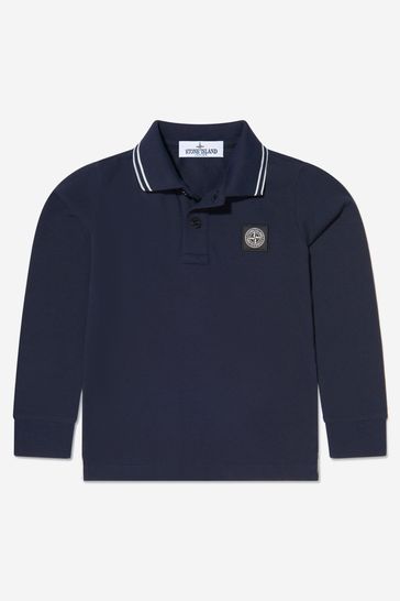 Boys Long Sleeve Polo Shirt in Navy