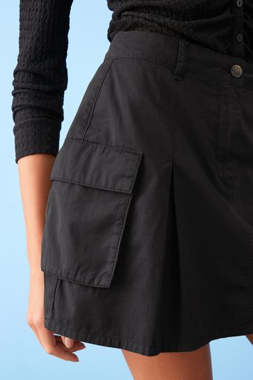 Black mini cheap cargo skirt