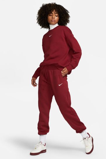 Nike Burgundy Red Oversized Mini Swoosh Joggers