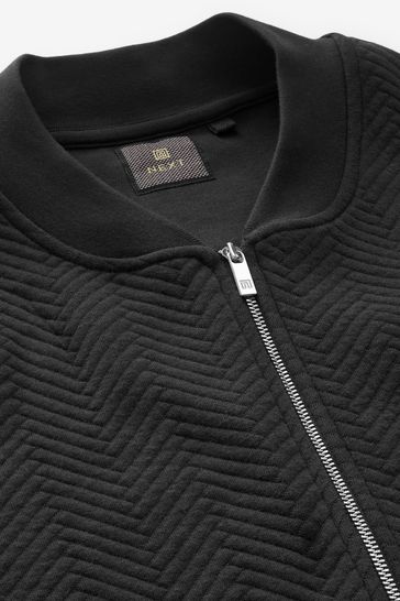 Black Texture Bomber Jacket