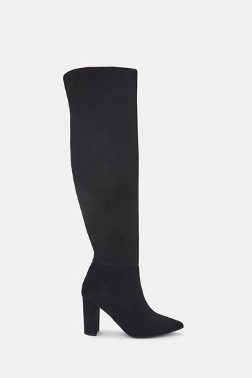 Buy Novo Black Oakleigh Point Toe High Block Heel Over The Knee