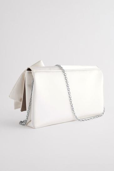 White satin clutch bag outlet