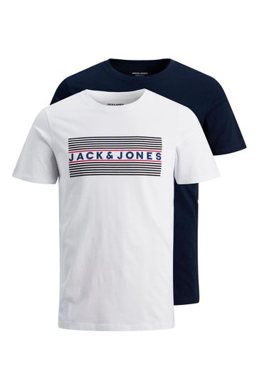 JACK & JONES White Short Sleeve T-Shirt 2 Pack