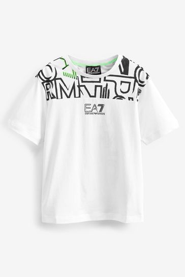 Emporio Armani/EA7 Boys White Multi Logo T-Shirt