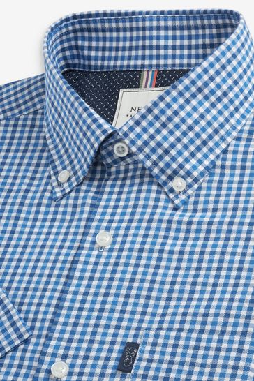 Blue gingham shirt clearance mens