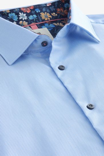 Blue Regular Fit Single Cuff Trimmed Shirt