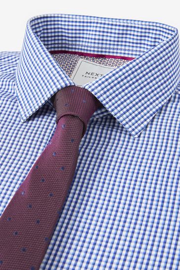 Blue gingham shirt tie outlet
