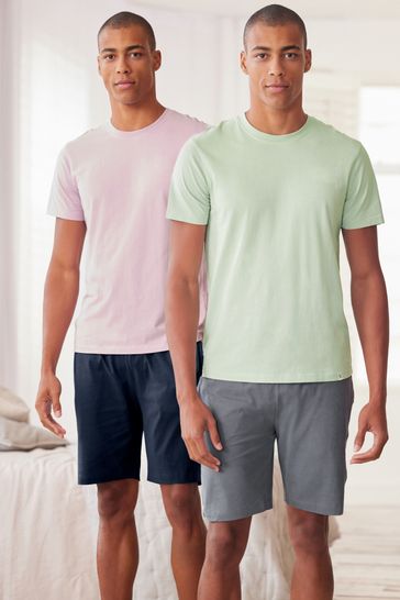 Pink/Green Shorts Pyjamas Set 2 Pack