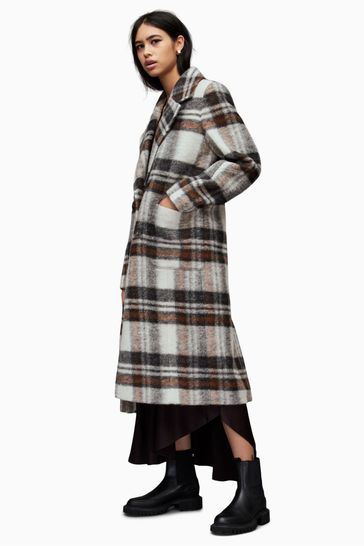 Buy AllSaints Esme Check Black Coat from Next USA