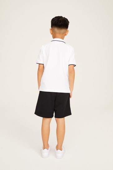 BOSS White Short Sleeved Logo Polo Shirt