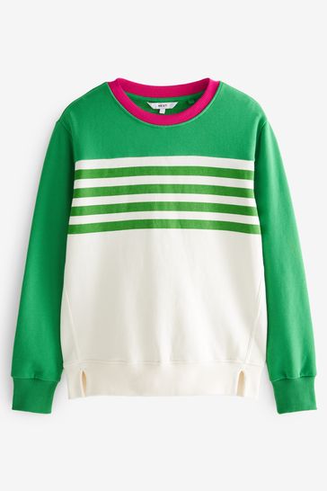 Green/Pink Stripe Essentials Cotton Jersey Sweatshirt