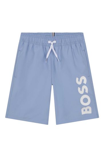 BOSS Light Blue Logo Swim Shorts