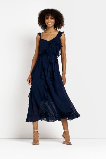 Midi wrap dress cheap in allover eyelet