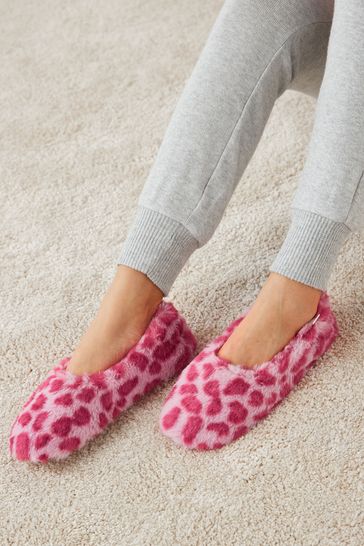 Faux fur ballerina slippers deals